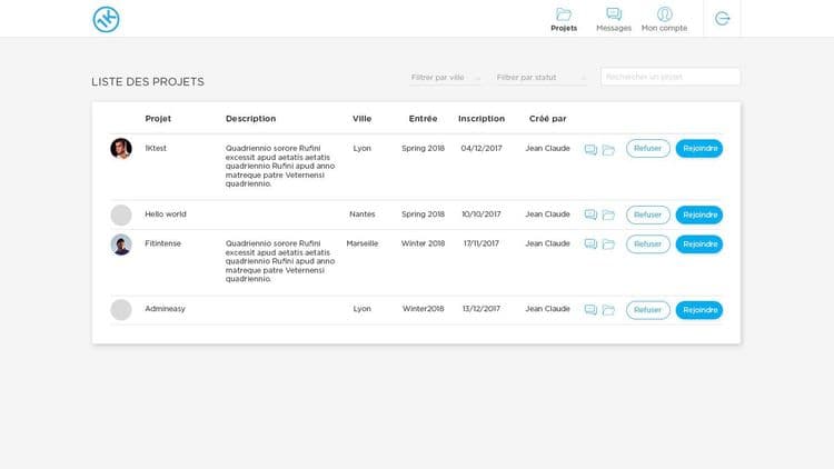 Maquettage pour un extranet (1kubator)