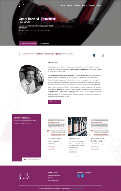 Site vitrine pour revendeur de vins